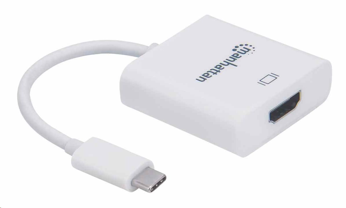 Adaptér Manhattan USB-C na HDMI,  USB-C samec na HDMI samica,  biely1 