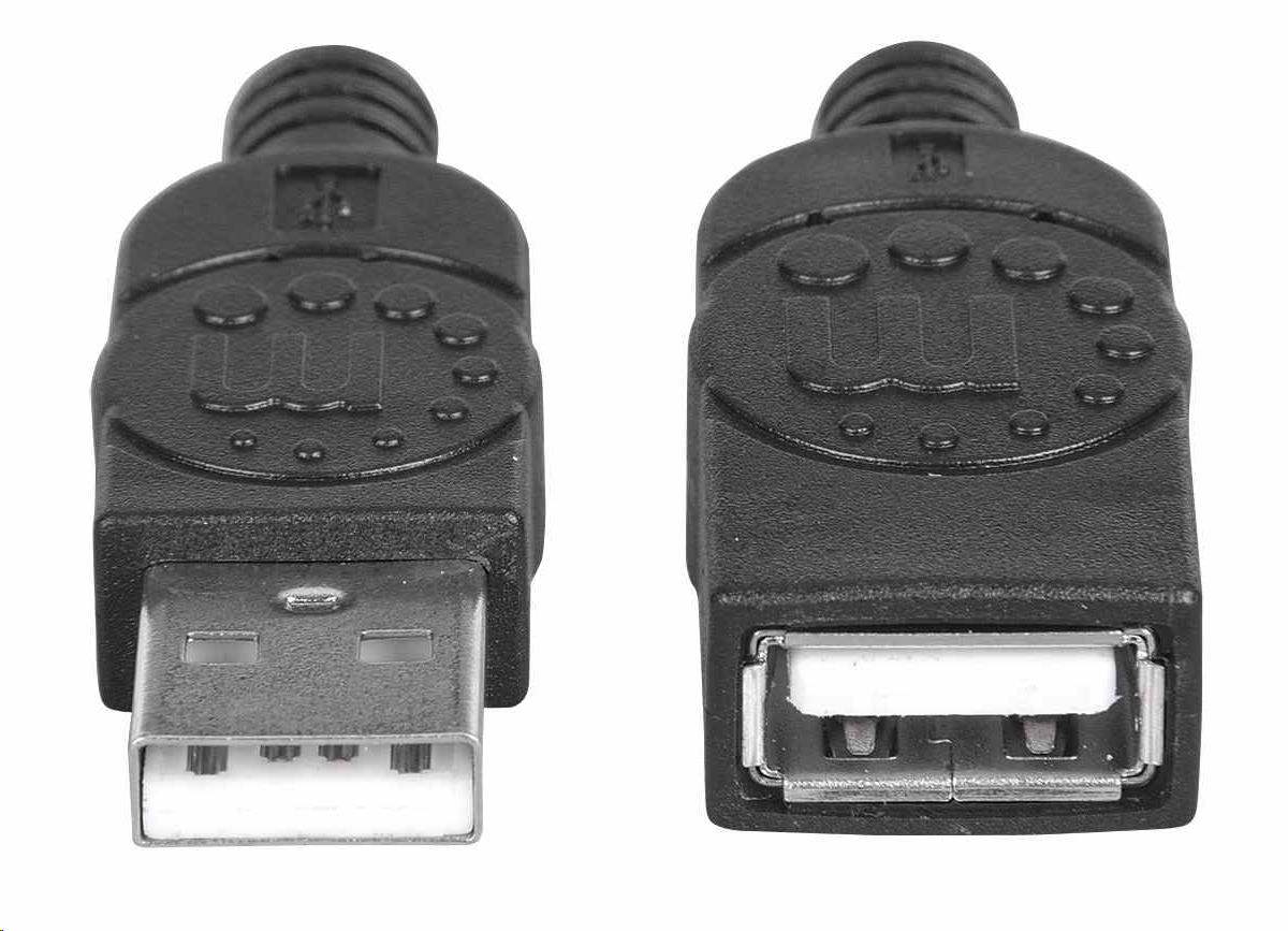 Manhattan USB kábel,  USB 2.0,  samec - samica,  480 Mb/ s,  1 m,  čierna2 