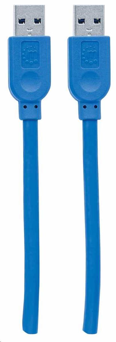 Kábel Manhattan USB-A,  USB 3.0,  Male to Male,  5 Gbps,  1.8 m,  modrá0 