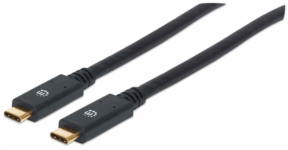 Kábel Manhattan USB-C,  USB 3.1,  Gen 1,  USB-C samec na USB-C samec,  5 Gb/ s,  2 m,  čierna2 