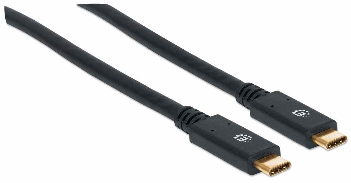 Kábel Manhattan USB-C,  USB 3.1,  Gen 1,  USB-C samec na USB-C samec,  5 Gb/ s,  2 m,  čierna3 