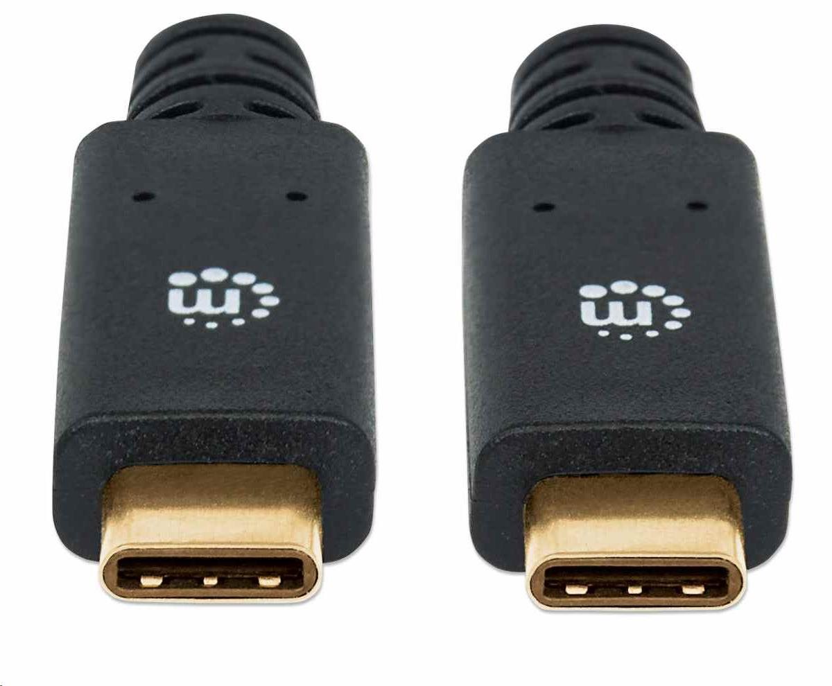 Kábel Manhattan USB-C,  USB 3.1,  Gen 1,  USB-C samec na USB-C samec,  5 Gb/ s,  2 m,  čierna2 