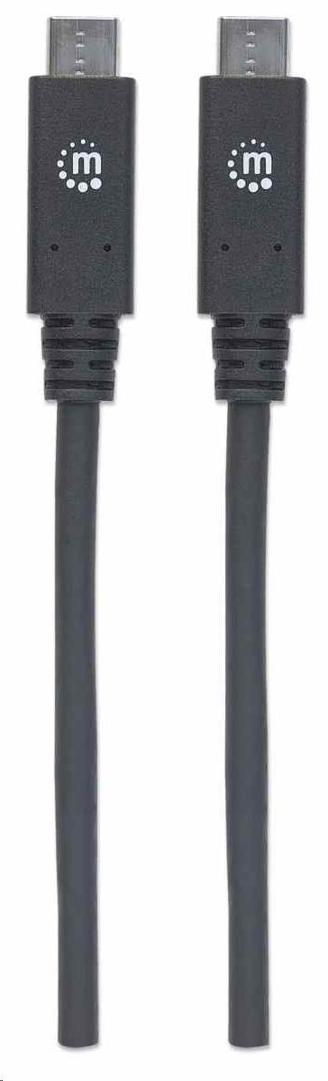 Kábel Manhattan USB-C,  USB 3.1 Gen 2,  USB-C samec na USB-C samec,  10 Gb/ s,  5 A,  1 m,  čierna3 