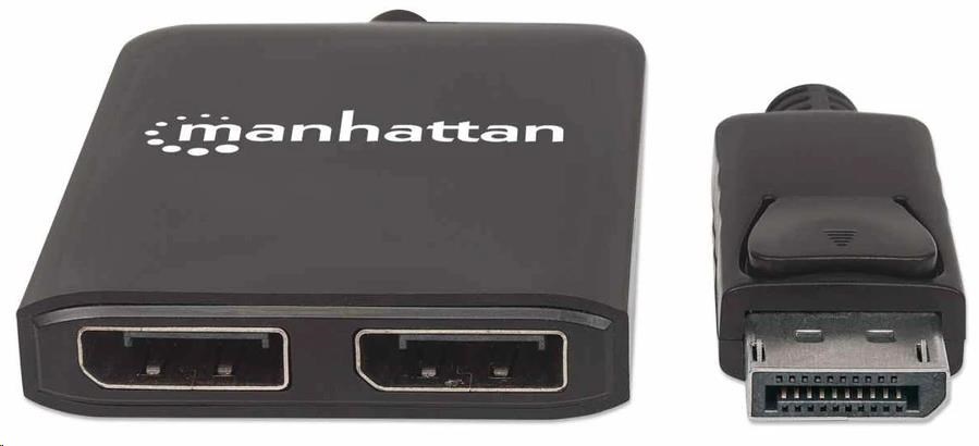 Manhattan Hub,  MST hub,  DisplayPort na duálny DisplayPort (M/ F),  4K@30Hz,  čierny2 