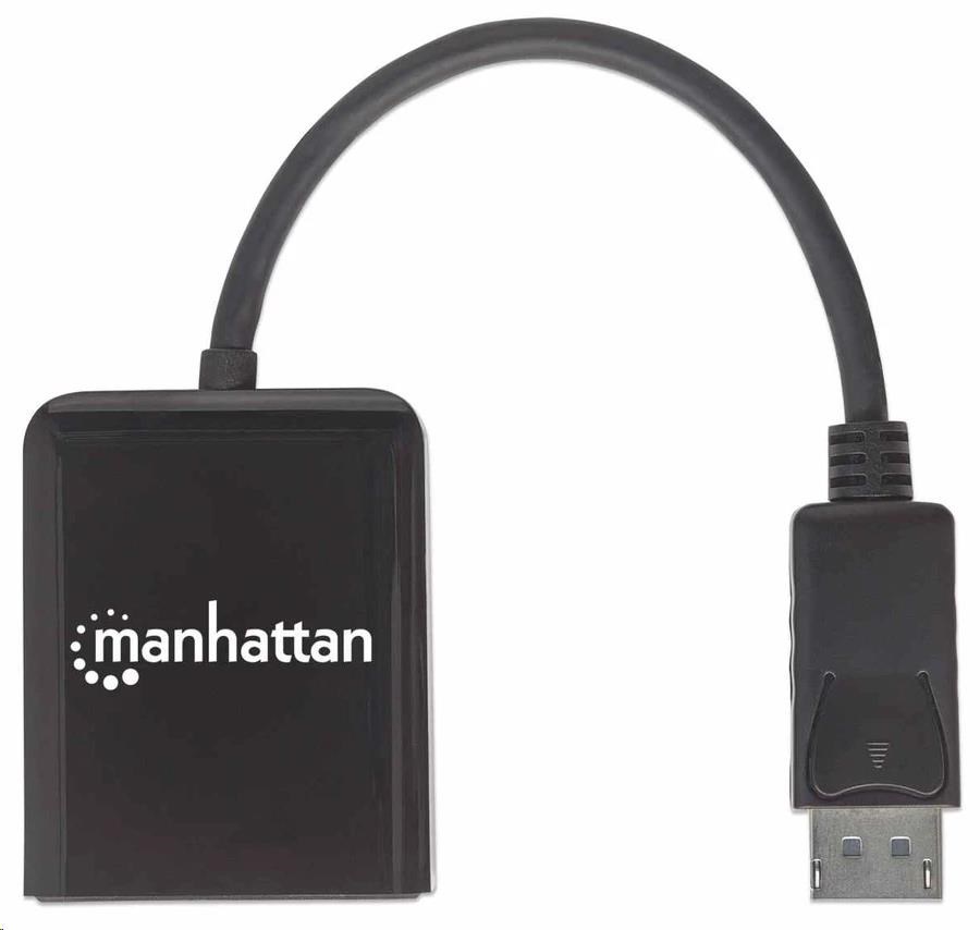 Manhattan Hub,  MST hub,  DisplayPort na duálny DisplayPort (M/ F),  4K@30Hz,  čierny3 