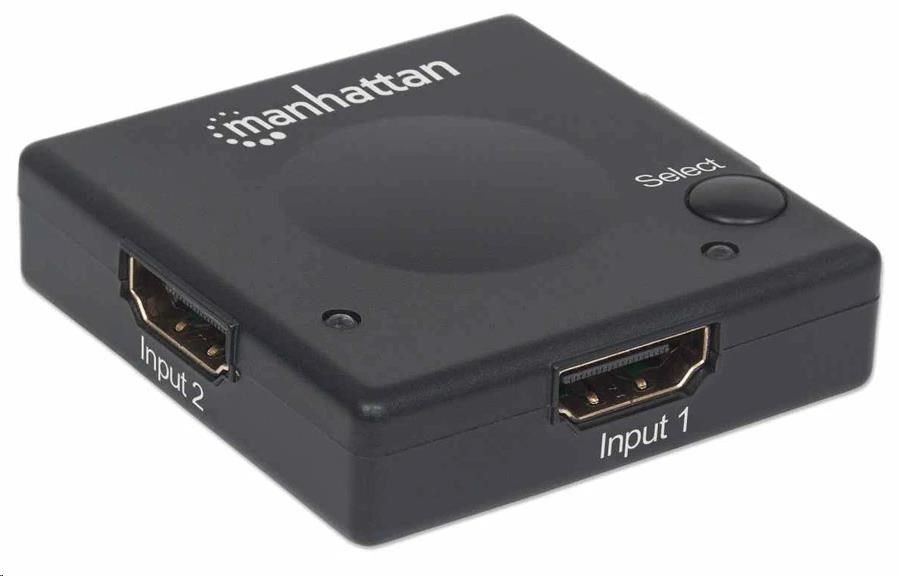 Manhattan HDMI Switch,  2-portový HDMI prepínač,  1080p,  čierny1 