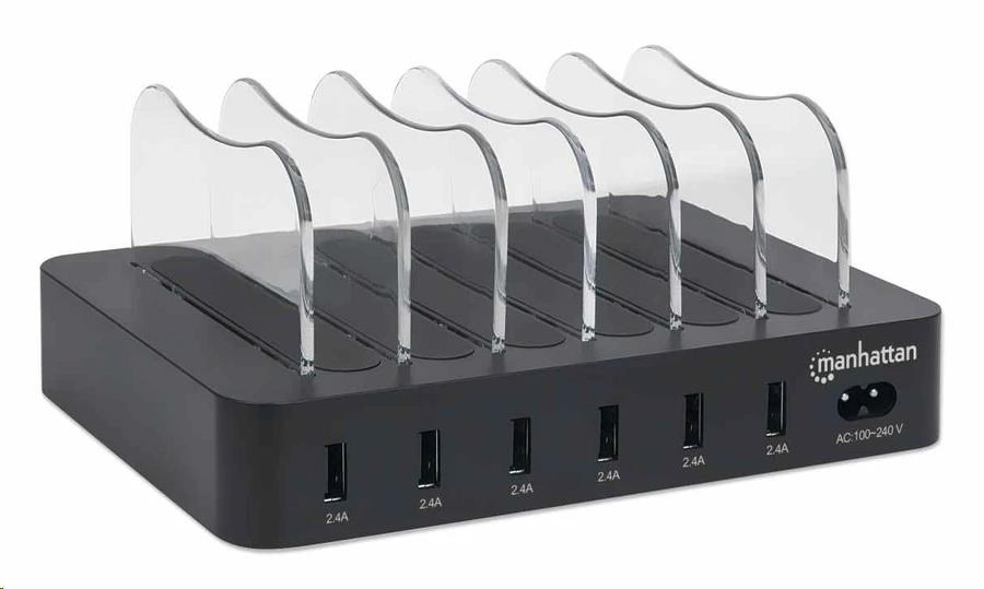 Manhattan USB nabíjacia stanica,  6-portová USB nabíjacia stanica,  USB-A,  čierna0 