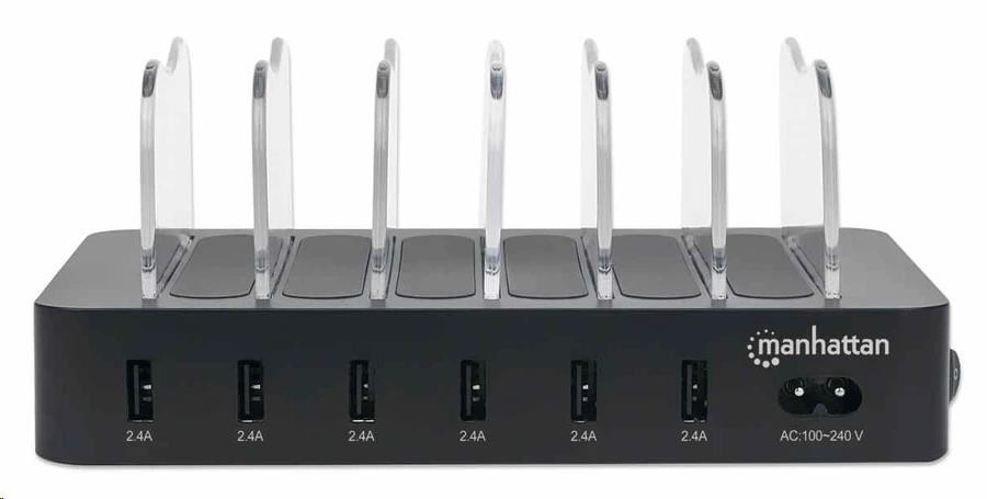 Manhattan USB nabíjacia stanica,  6-portová USB nabíjacia stanica,  USB-A,  čierna1 