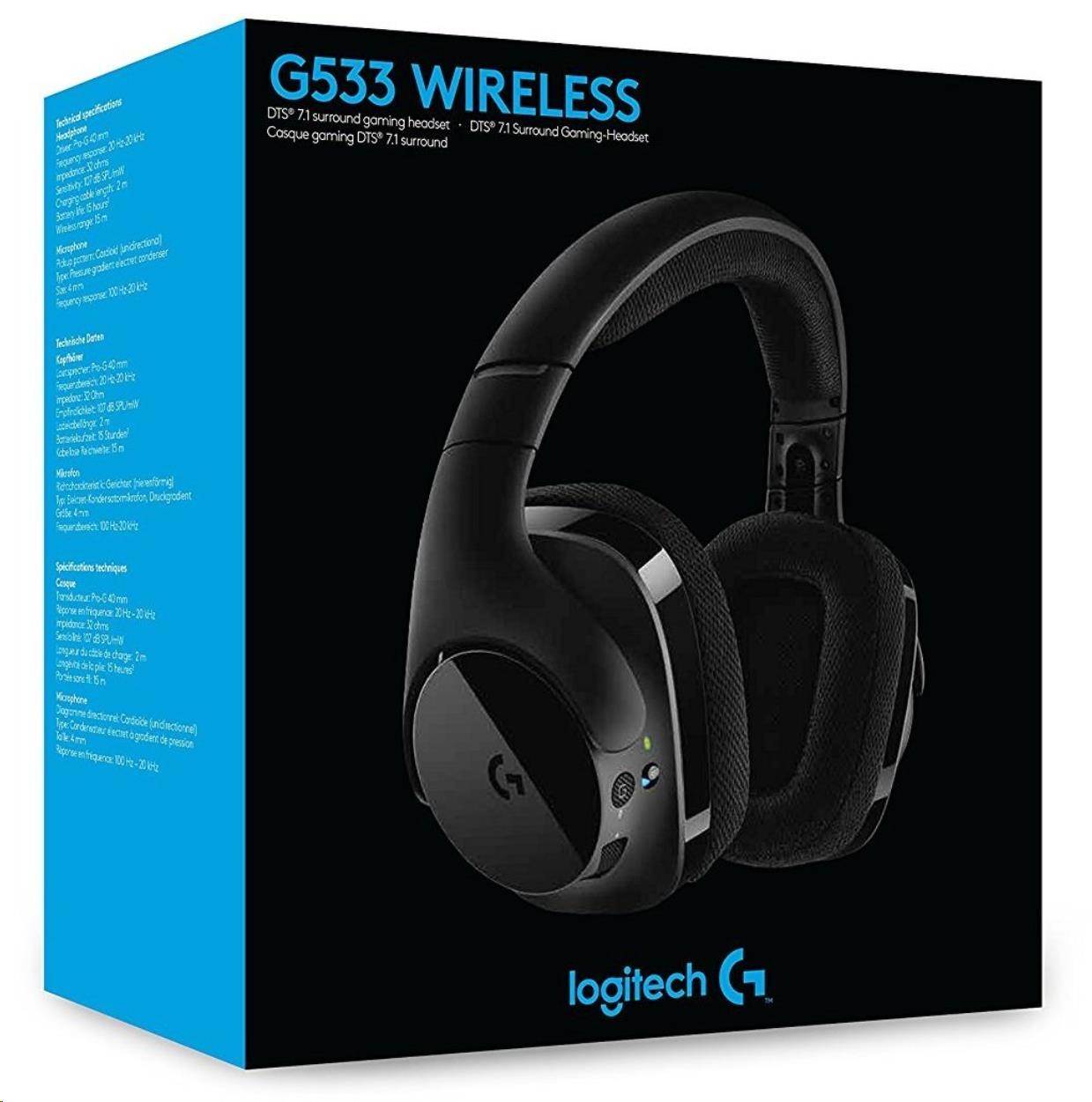 Logitech herní sluchátka G533,  Wireless Gaming Headset4 