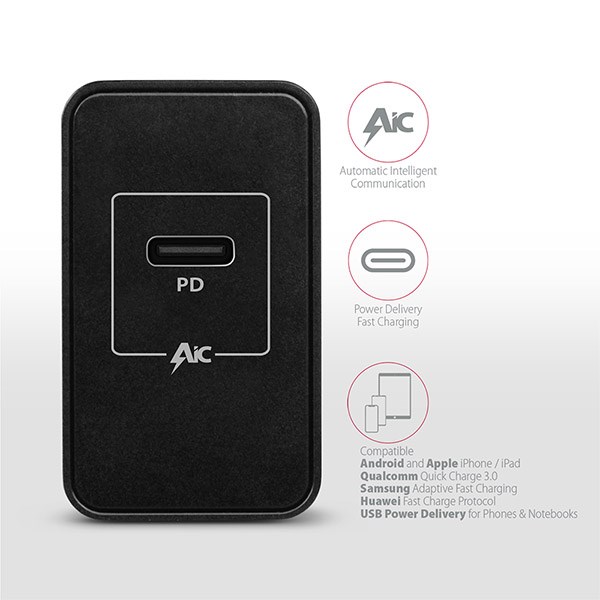 AXAGON ACU-PD22,  sieťová nabíjačka PD 22 W,  1x port USB-C,  PD3.0/ QC3.0/ AFC/ FCP/ Apple4 