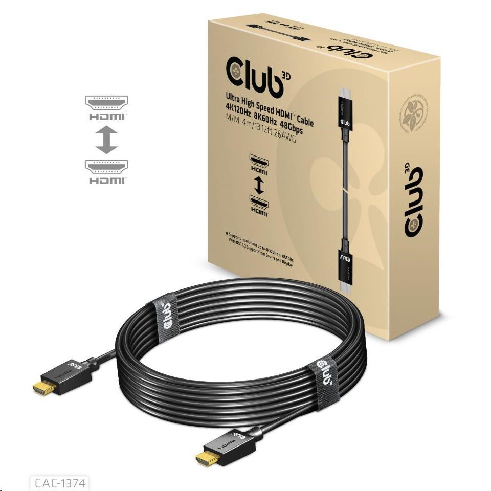 Club3D Kabel Ultra Rychlý HDMI™,  4K120Hz,  8K60Hz Cable 48Gbps (M/ M),  28AWG,  4m1 