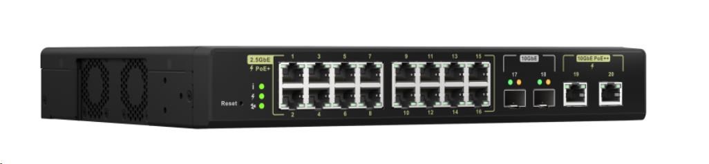 QNAP switch QSW-M2116P-2T2S (16x2, 5GbE, 2x10SFP+, 2x10GbE, 16xPoE+, 2xPoE++, 280W)1 