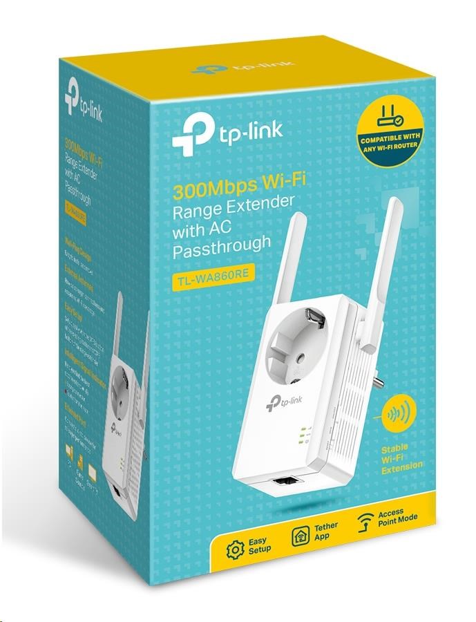 TP-Link TL-WA860RE WiFi4 Extender/Repeater (N300,2,4GHz,1x100Mb/s LAN)4 
