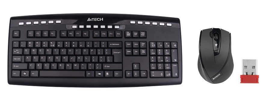 A4tech set klávesnica + myš 9200F, bezdrôtová, optická myš V-Track, USB, CZ/US0 