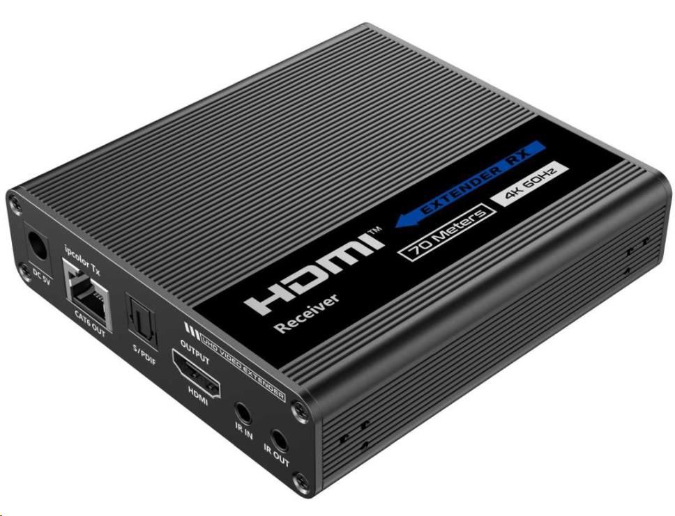 Prijímač HDMI PremiumCord 2.0 extender Ultra HD 4kx2k@60Hz na 70 m pre kaskádu0 