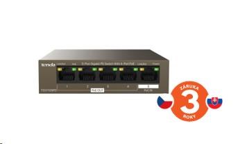 Tenda TEG1105PD - 5-portový PoE PD Gigabit Ethernet Switch,  1x PoE IN,  4x PoE OUT,  kovový,  bez ventilátora2 