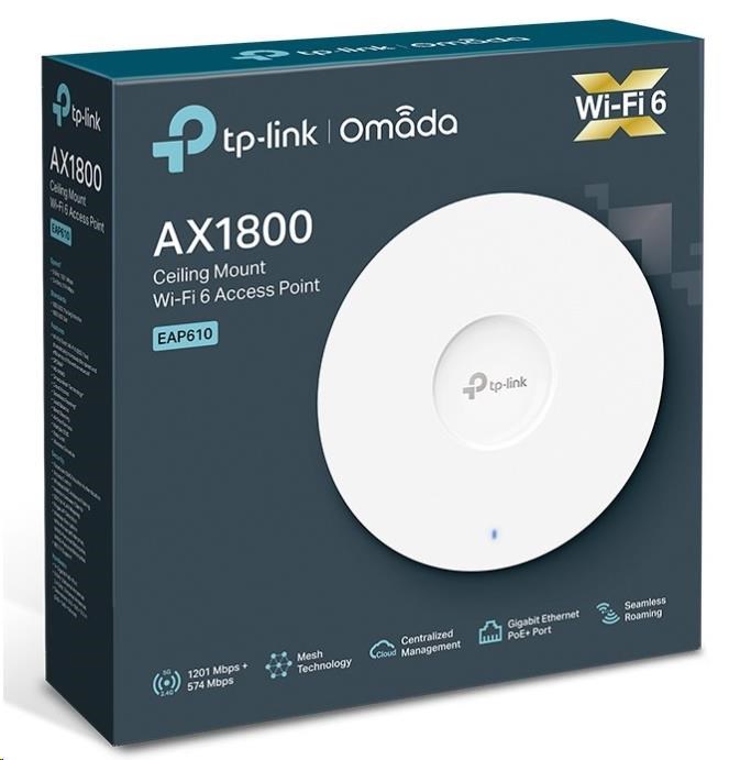 TP-Link EAP610 OMADA WiFi6 AP (AX1800, 2, 4GHz/ 5GHz, 1xGbELAN, 1xPoE-in)5 