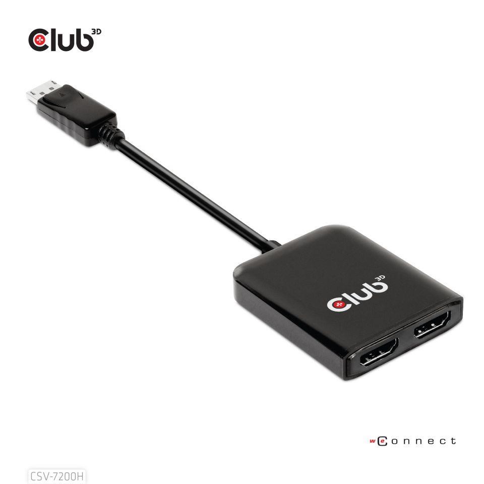 Club3D hub MST (Multi Stream Transport) DisplayPort 1.4 až 2xHDMI duálny monitor 4K60Hz (M/ F)3 