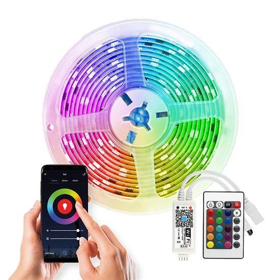 Solight Wifi Smart LED světelný pás,  RGB,  5m,  sada s adaptérem a dálkovým ovladačem0 