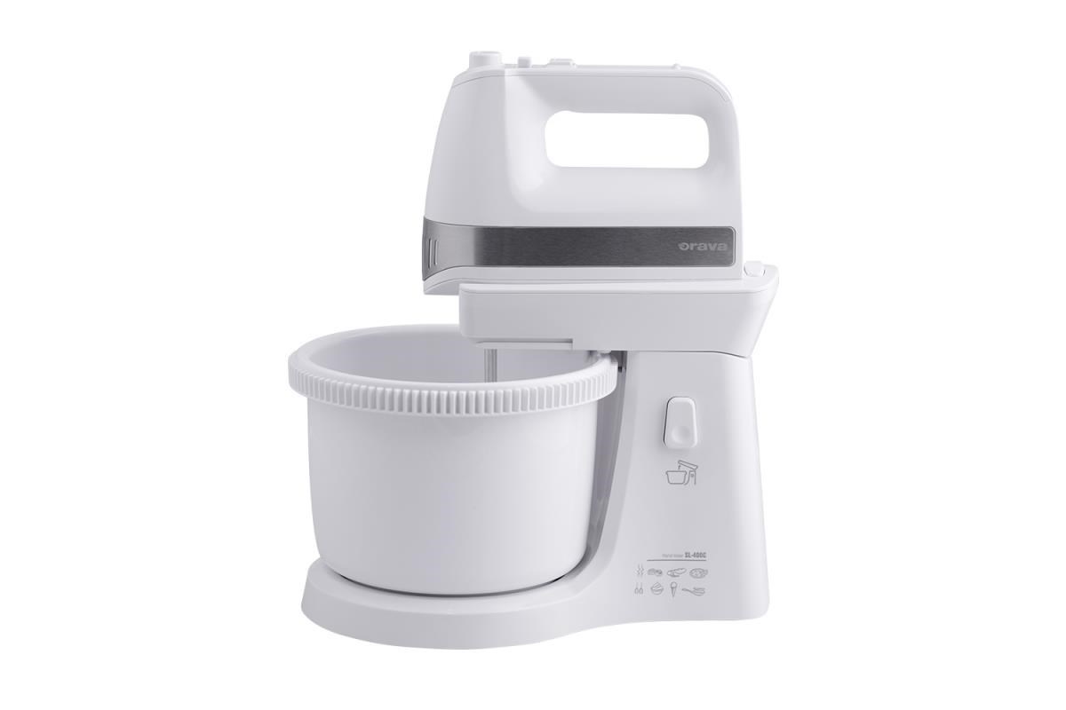 Orava SL-400 C ruční šlehač s nádobou,  400 W,  85 dB,  5 rychlostí,  2.5 l objem mísy,  pulzní spínač,  bílá0 