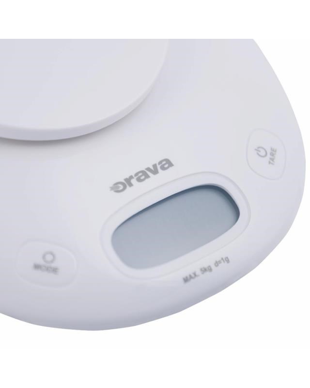 ORAVA EV-14 digitální kuchyňská váha s miskou,  LCD displej,  funkce TARE,  přesnost 1 g3 