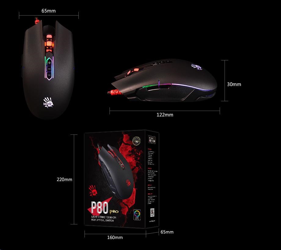 A4tech herná myš Bloody P80 PRO,  RGB,  12000CPI,  USB,  CORE 31 