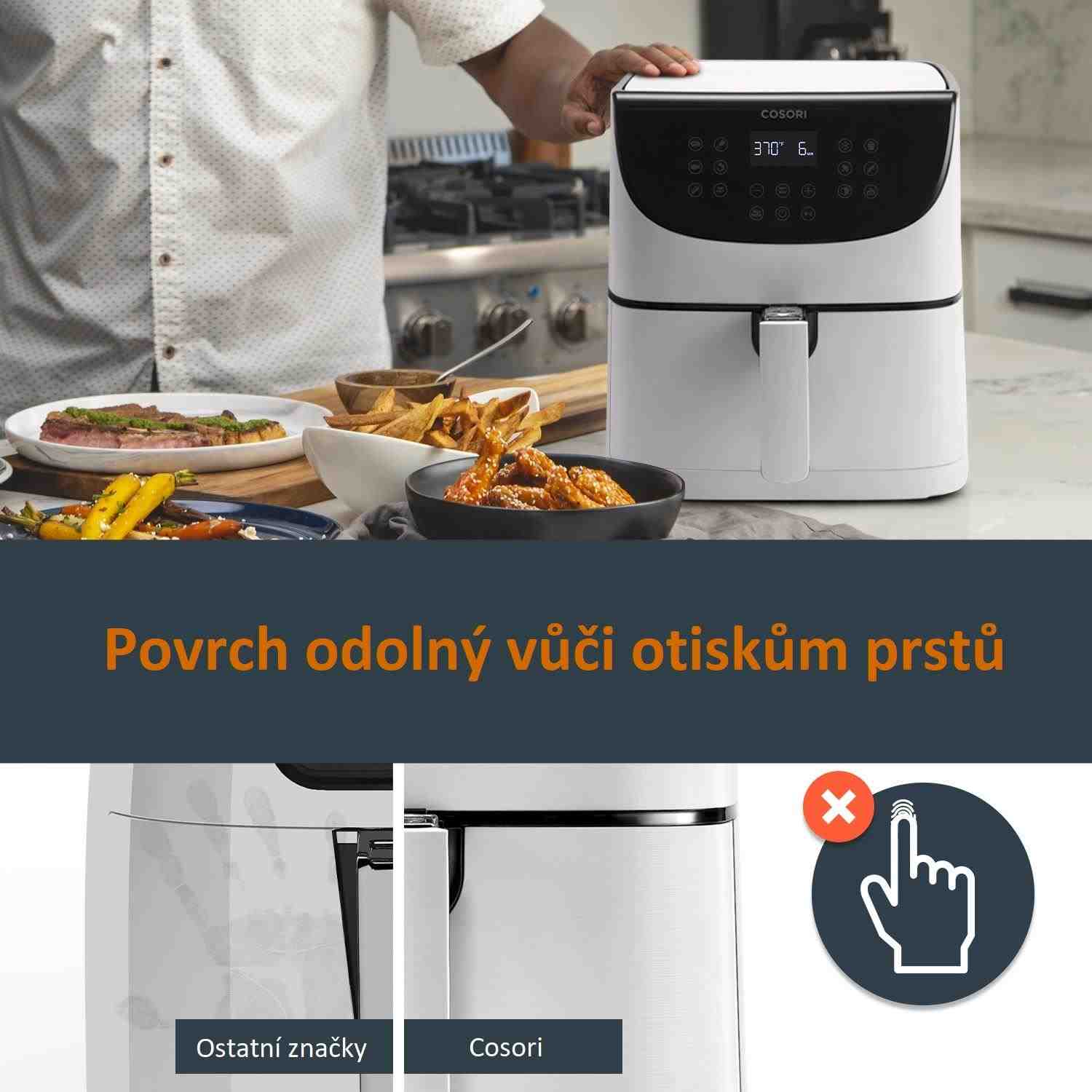 Cosori CP158-AF PREMIUM –  5.5L horkovzdušná fritéza + 5x špíz a gril. rošt, white6 