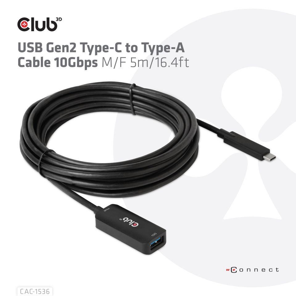 Club3D Kabel USB-C na USB-A,  10Gbps,  5m,  M/ F4 