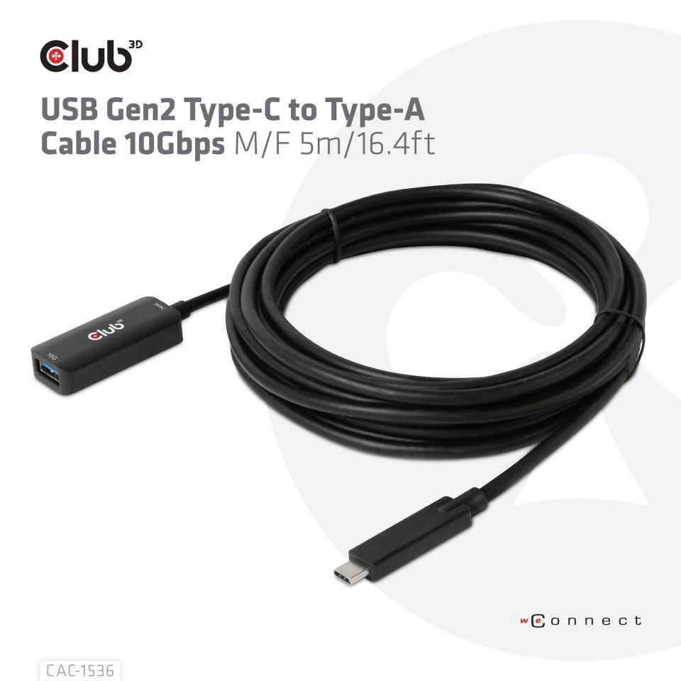 Club3D Kabel USB-C na USB-A,  10Gbps,  5m,  M/ F5 