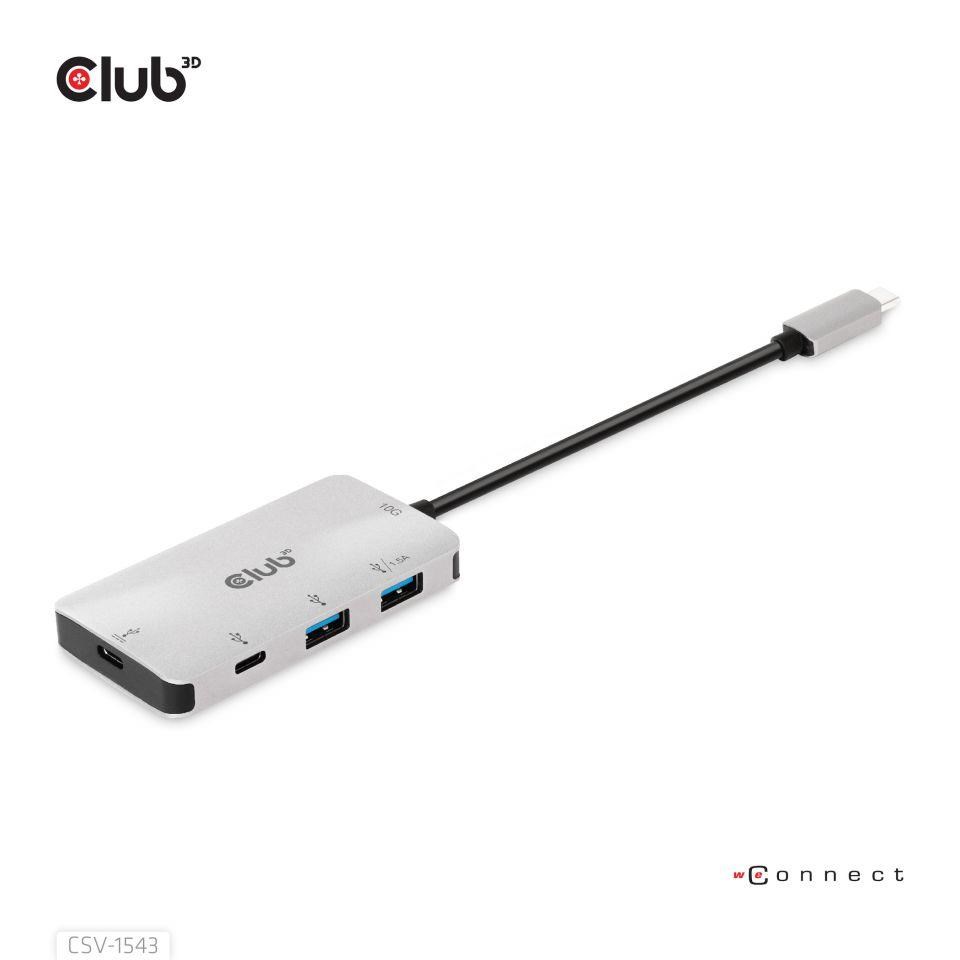 Club3D USB-C Gen2 PD hub pre 2x USB-C 10G porty a 2x USB-A 10G porty8 