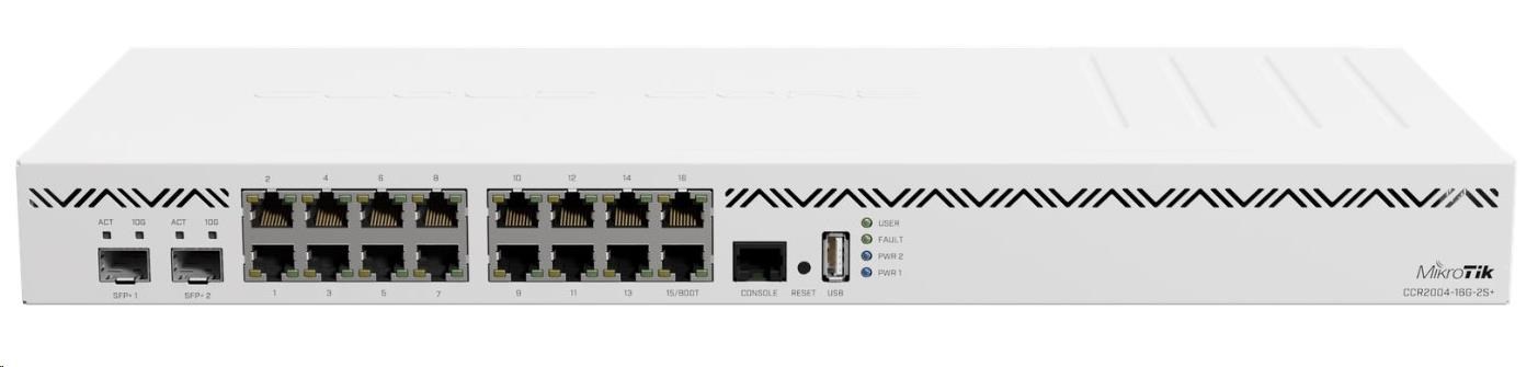 MikroTik Cloud Core Router,  CCR2004-16G-2S+,  1700MHz CPU,  4GB RAM,  16xLAN,  2x SFP+ vrátane. Licencia L60 