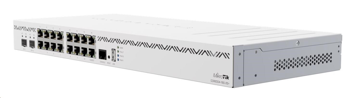 MikroTik Cloud Core Router,  CCR2004-16G-2S+,  1700MHz CPU,  4GB RAM,  16xLAN,  2x SFP+ vrátane. Licencia L62 