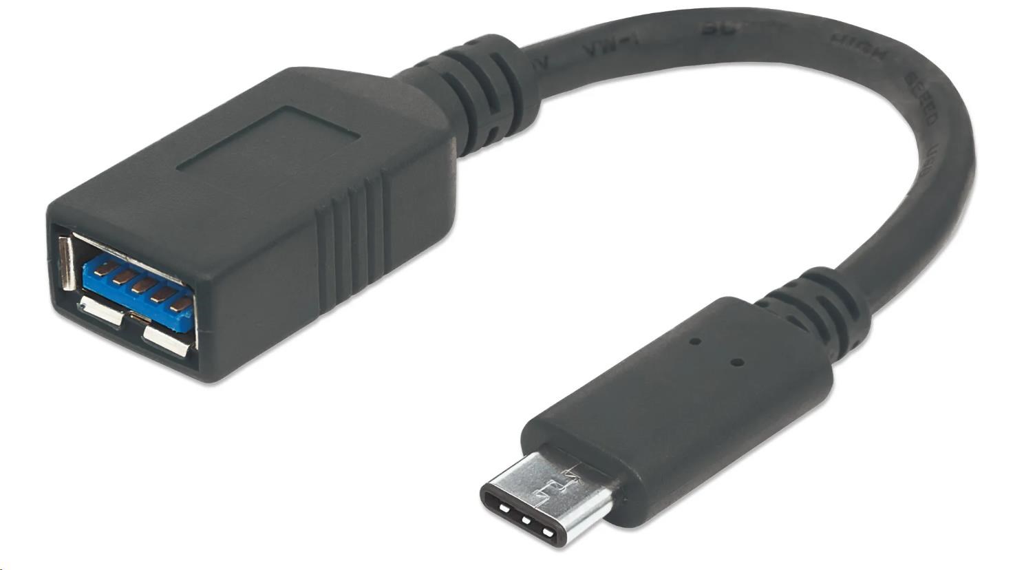 MANHATTAN Superrýchly kábel USB-C na USB,  15 cm,  čierny0 