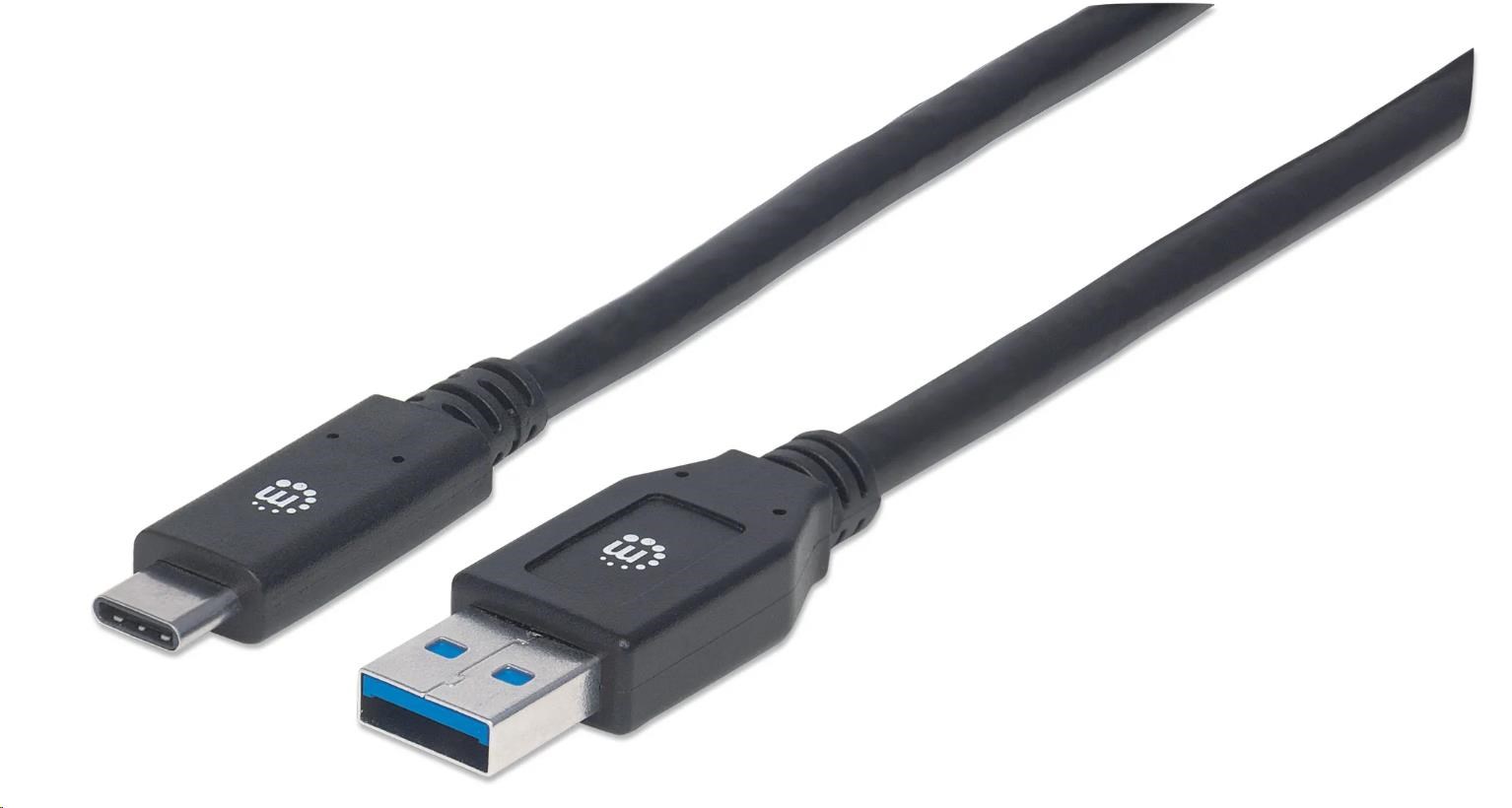 MANHATTAN SuperSpeed kábel USB-C na USB, 3 m, čierny0 