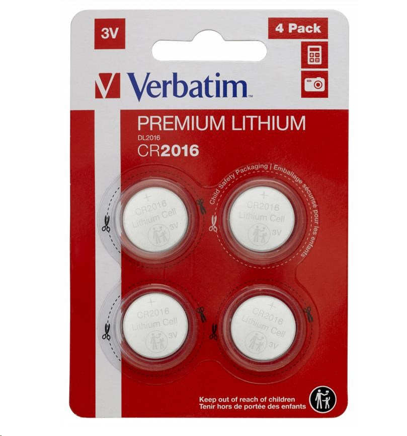 VERBATIM Lithium baterie CR2016 3V 4 Pack2 