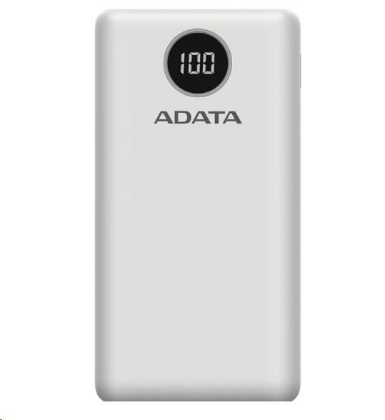 ADATA PowerBank P20000QCD - externá batéria pre mobilný telefón/ tablet 20000mAh,  2, 1A,  biela (74Wh)1 