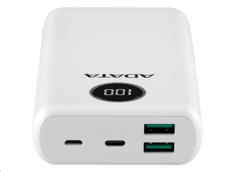 ADATA PowerBank P20000QCD - externá batéria pre mobilný telefón/ tablet 20000mAh,  2, 1A,  biela (74Wh)2 