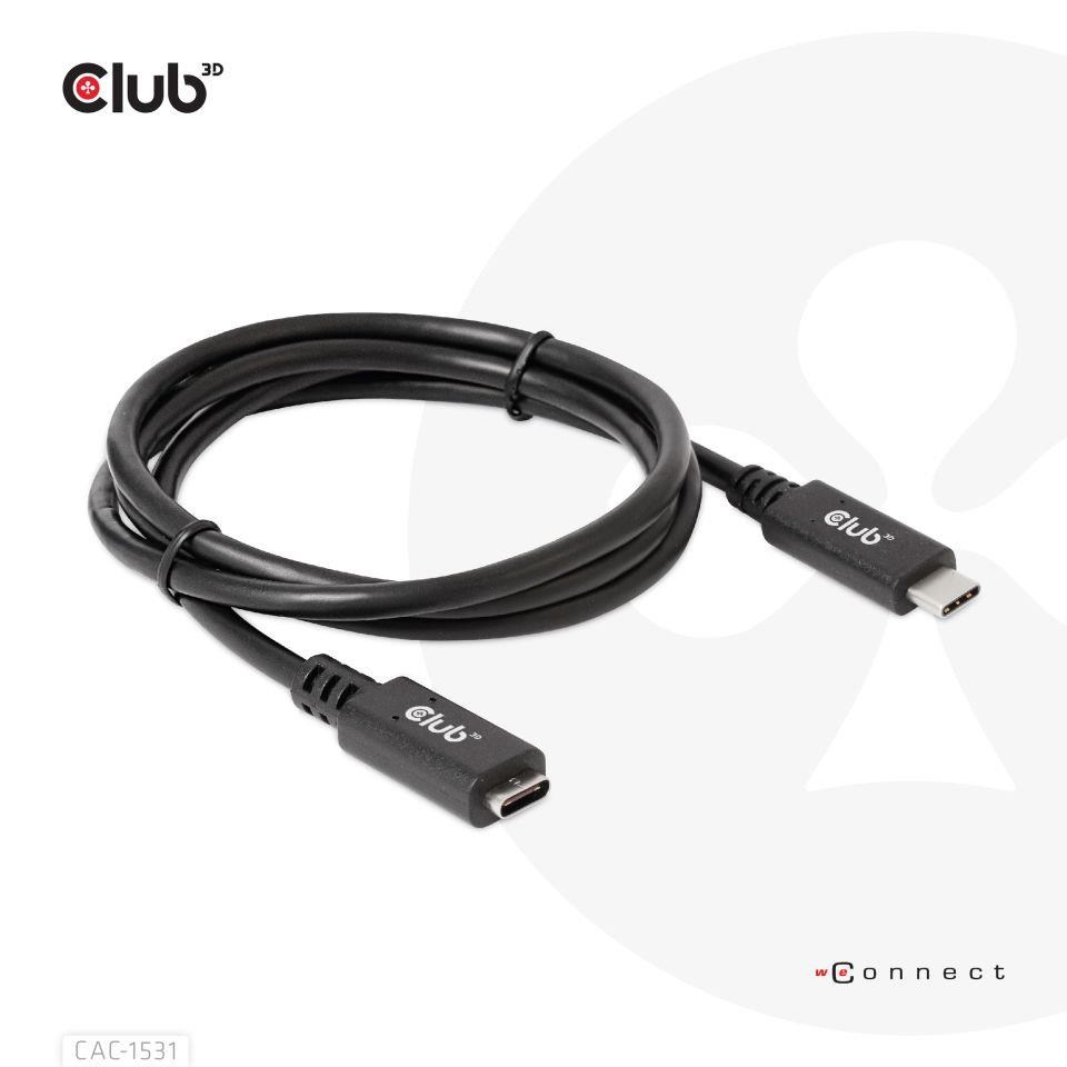 Club3D USB-C predlžovací kábel,  5Gbps,  60W(20V/ 3A),  4K60Hz (M/ F),  1m4 