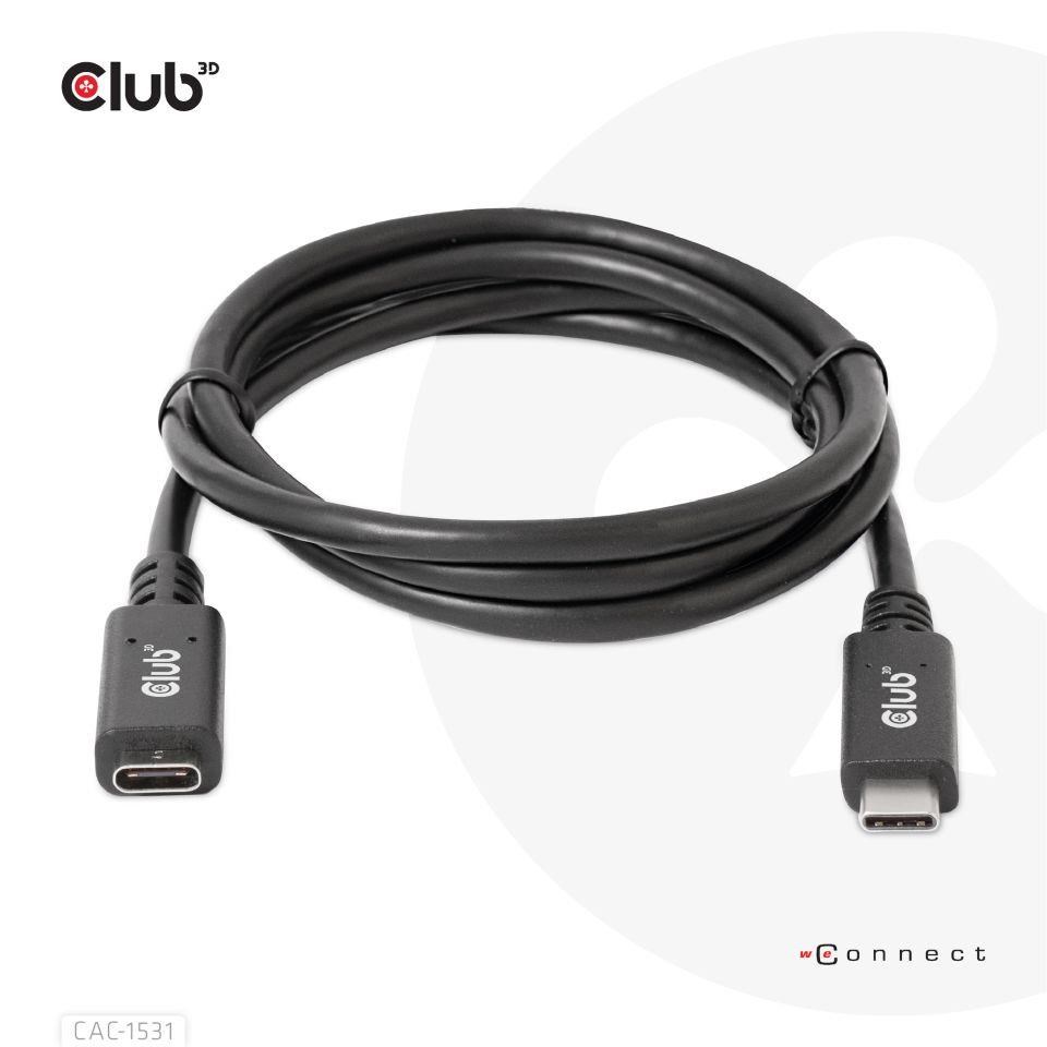 Club3D USB-C predlžovací kábel,  5Gbps,  60W(20V/ 3A),  4K60Hz (M/ F),  1m6 