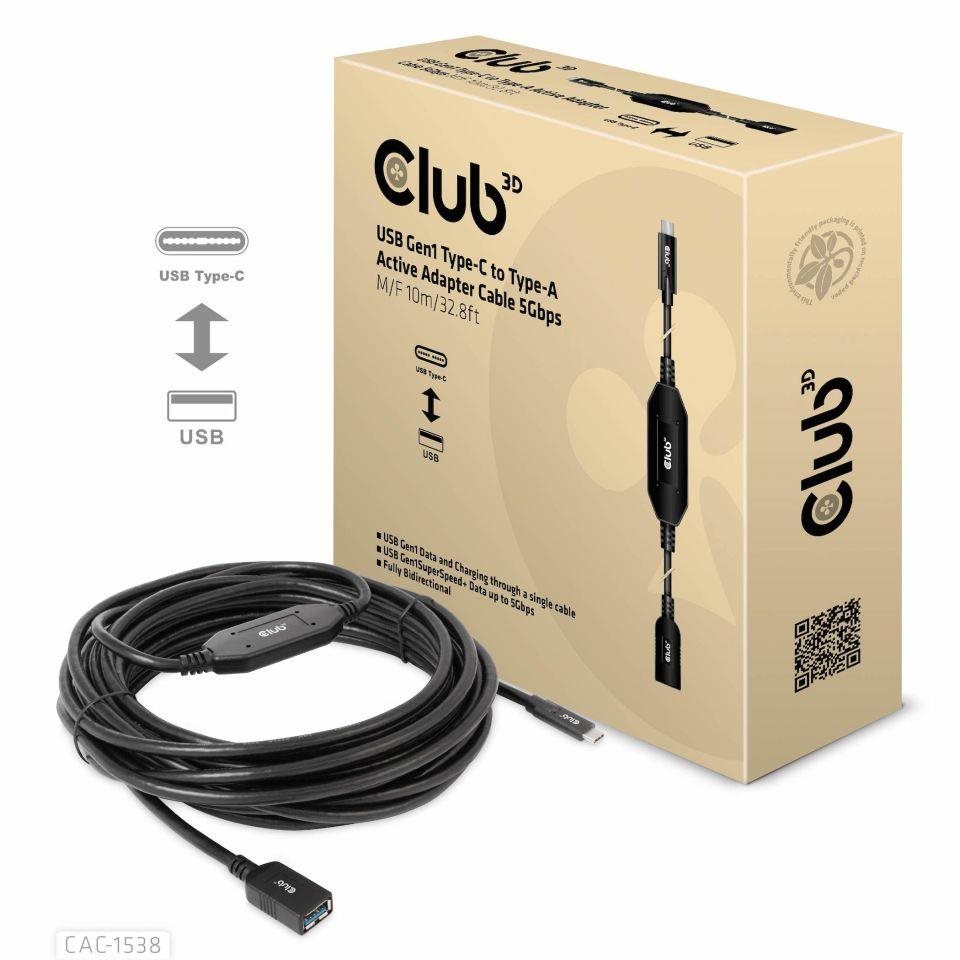 Club3D Kabel USB-C na USB-A,  Aktivní adaptér/ kabel,  5 Gbps (M/ F),  10m0 