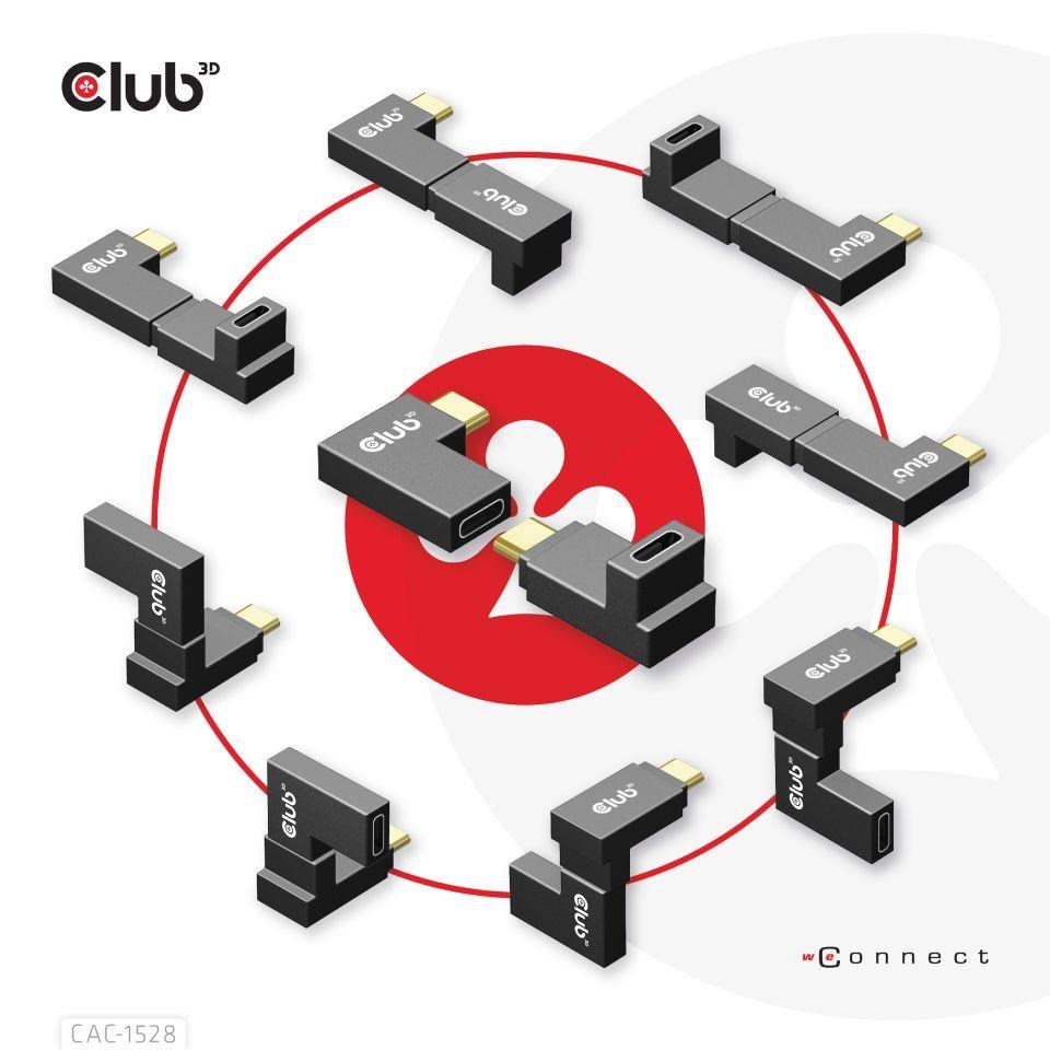 Club3D set adapterů USB-C Gen2 angled adapter set of 2,  4K120Hz,  240W,  (M/ F)7 