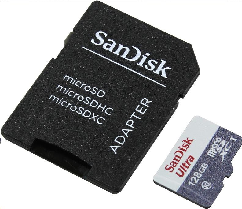 Karta SanDisk MicroSDXC 128 GB Ultra (80 MB/ s,  trieda 10 - balenie pre tablety,  Android) + adaptér0 