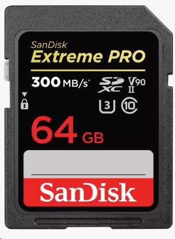 Karta SanDisk SDHC 64GB Extreme PRO (300 MB/ s,  Class 10,  UHS-II U3 V90)0 