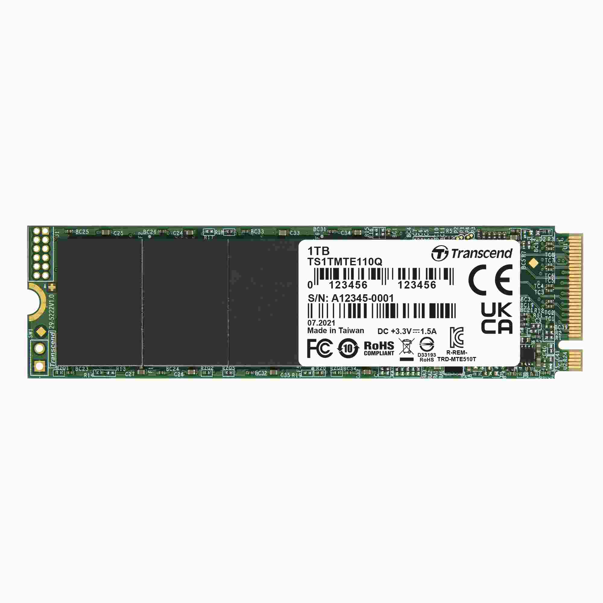 TRANSCEND SSD 110Q 1TB, M.2 2280, PCIe Gen3x4, NVMe, M-Key, QLC, bez DRAM0 