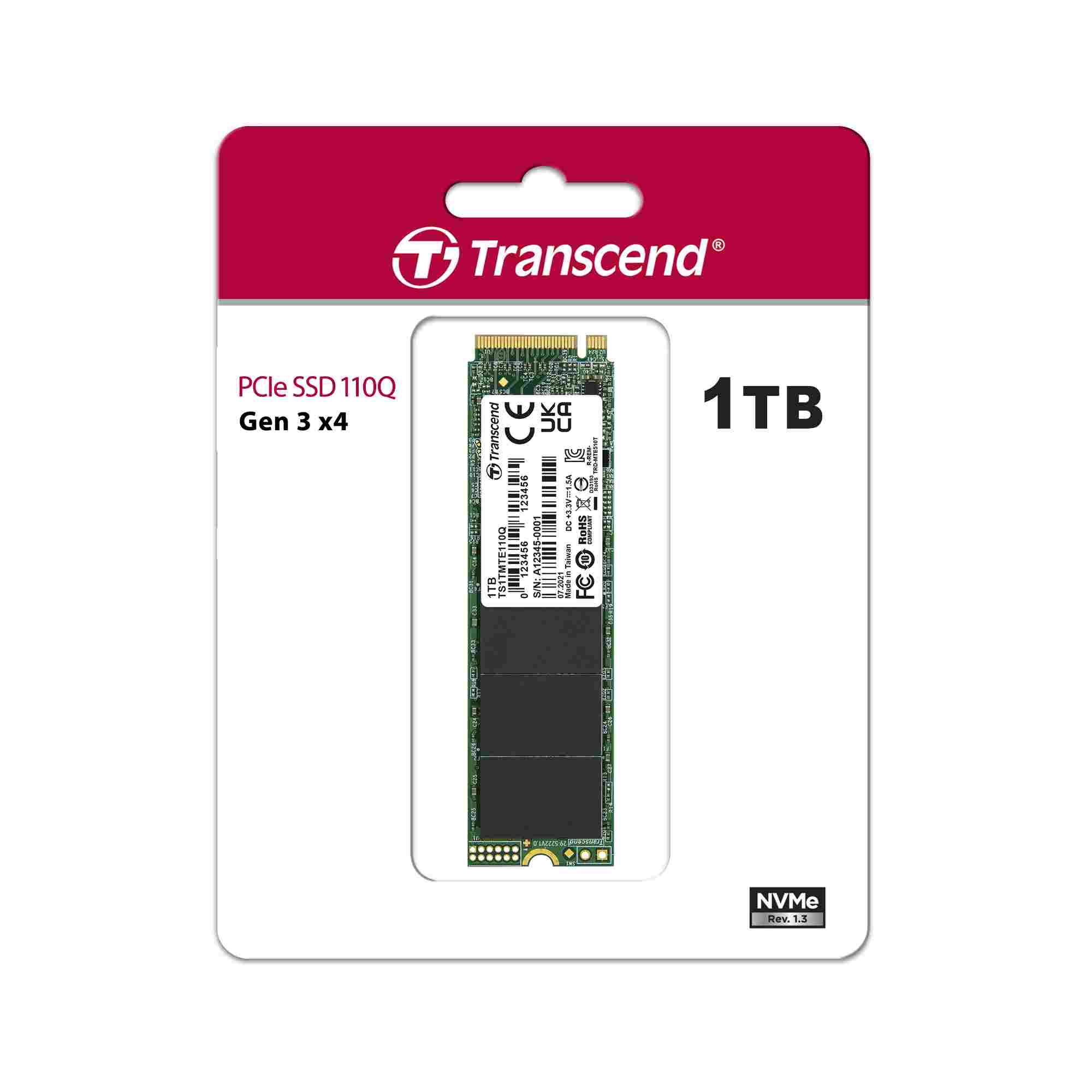 TRANSCEND SSD 110Q 1TB,  M.2 2280,  PCIe Gen3x4,  NVMe,  M-Key,  QLC,  bez DRAM3 