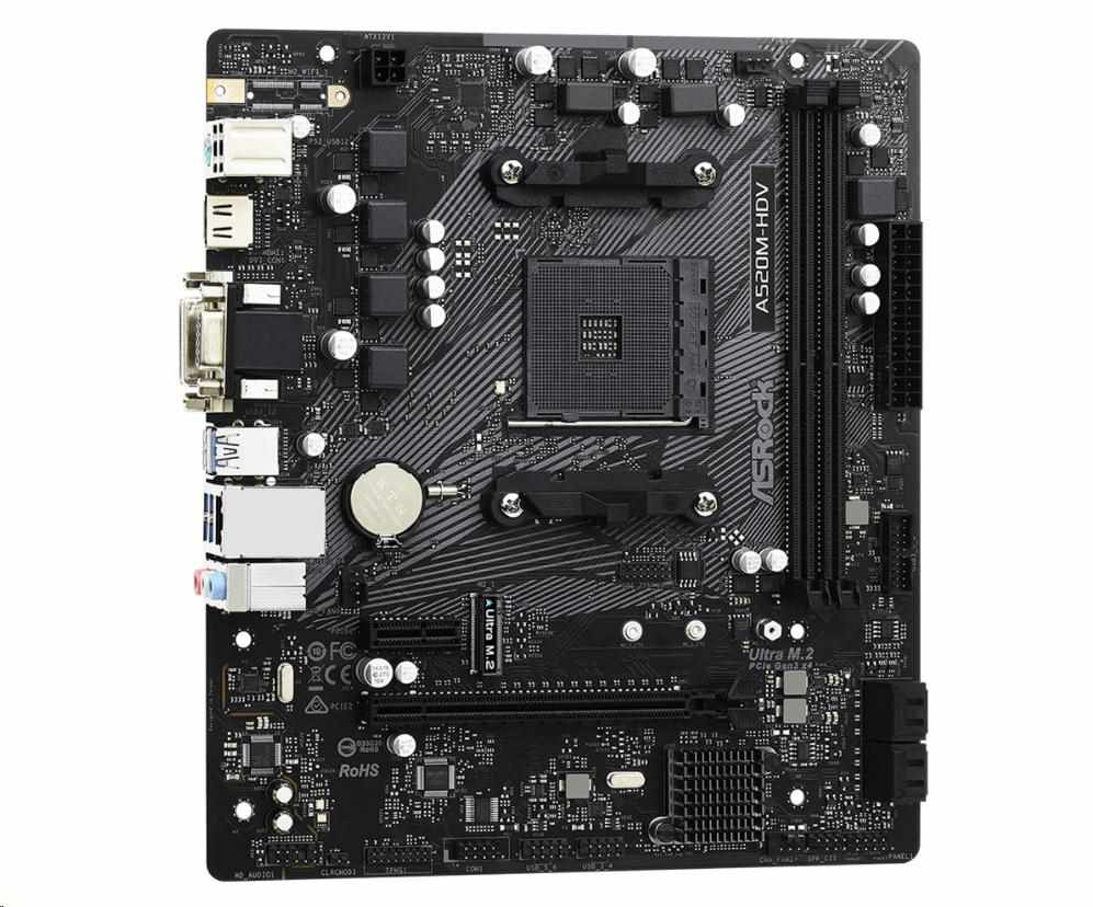 BAZAR ASRock MB Sc AM4 A520M-HDV, AMD A520M, 2xDDR4, HDMI, DVI - repair (bez příslušenství)2 