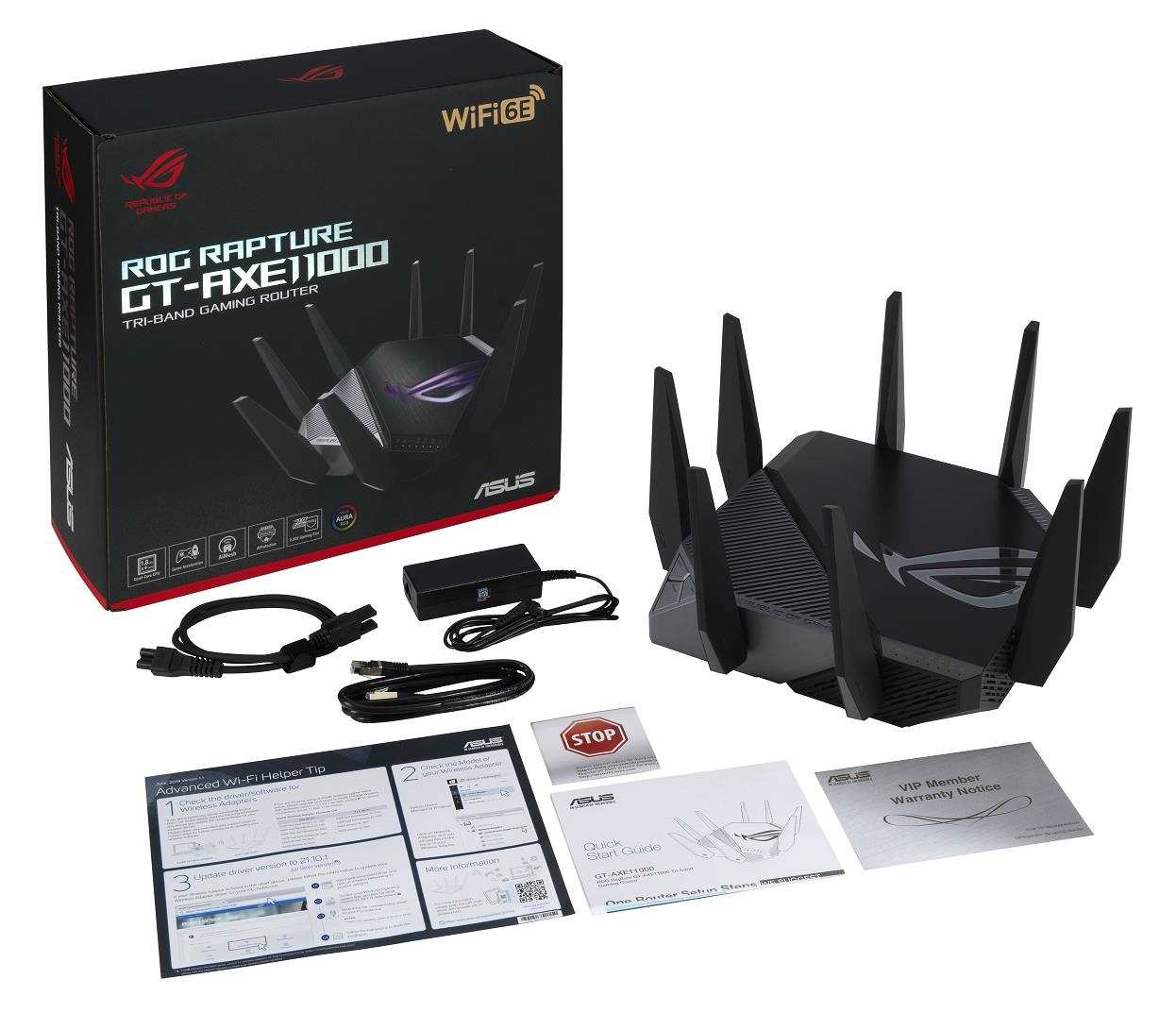 ASUS ROG Rapture GT-AX11000 (AXE11000) WiFi 6E Extendable Gaming Router, 2.5G port, Aimesh, 4G/5G Mobile Tethering9 