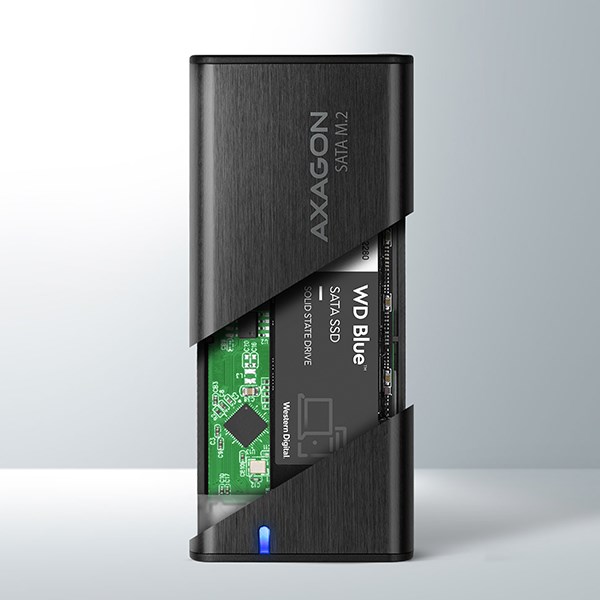 AXAGON EEM2-SBC,  USB-C 3.2 Gen 2 - M.2 SATA SSD kovový box RAW,  bez skrutiek7 