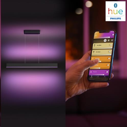 PHILIPS Ensis Svítidlo závěsné,  Hue White and color ambiance,  24V,  2x39W integr.LED,  Černá7 