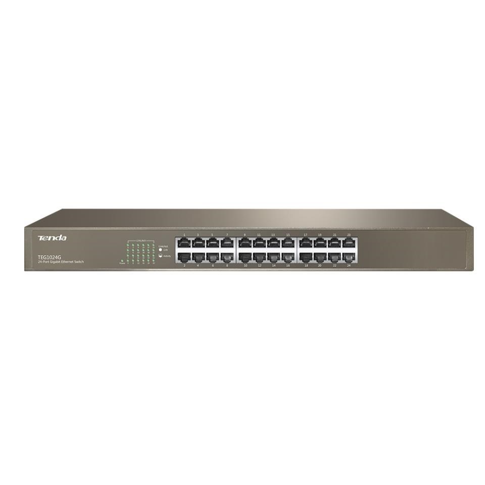 Tenda TEG1024G 24-portový gigabitový ethernetový prepínač,  10/ 100/ 1000 Mb/ s,  montáž do stojana1 